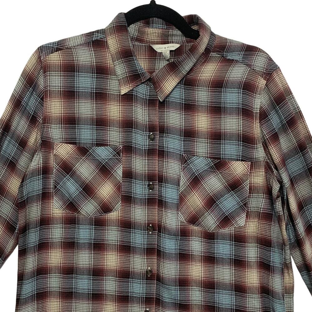 Lucky Brand Plaid Button Front Collared Shirt NWT Women's Sz S Multicolor Casual - Picture 4 of 8
